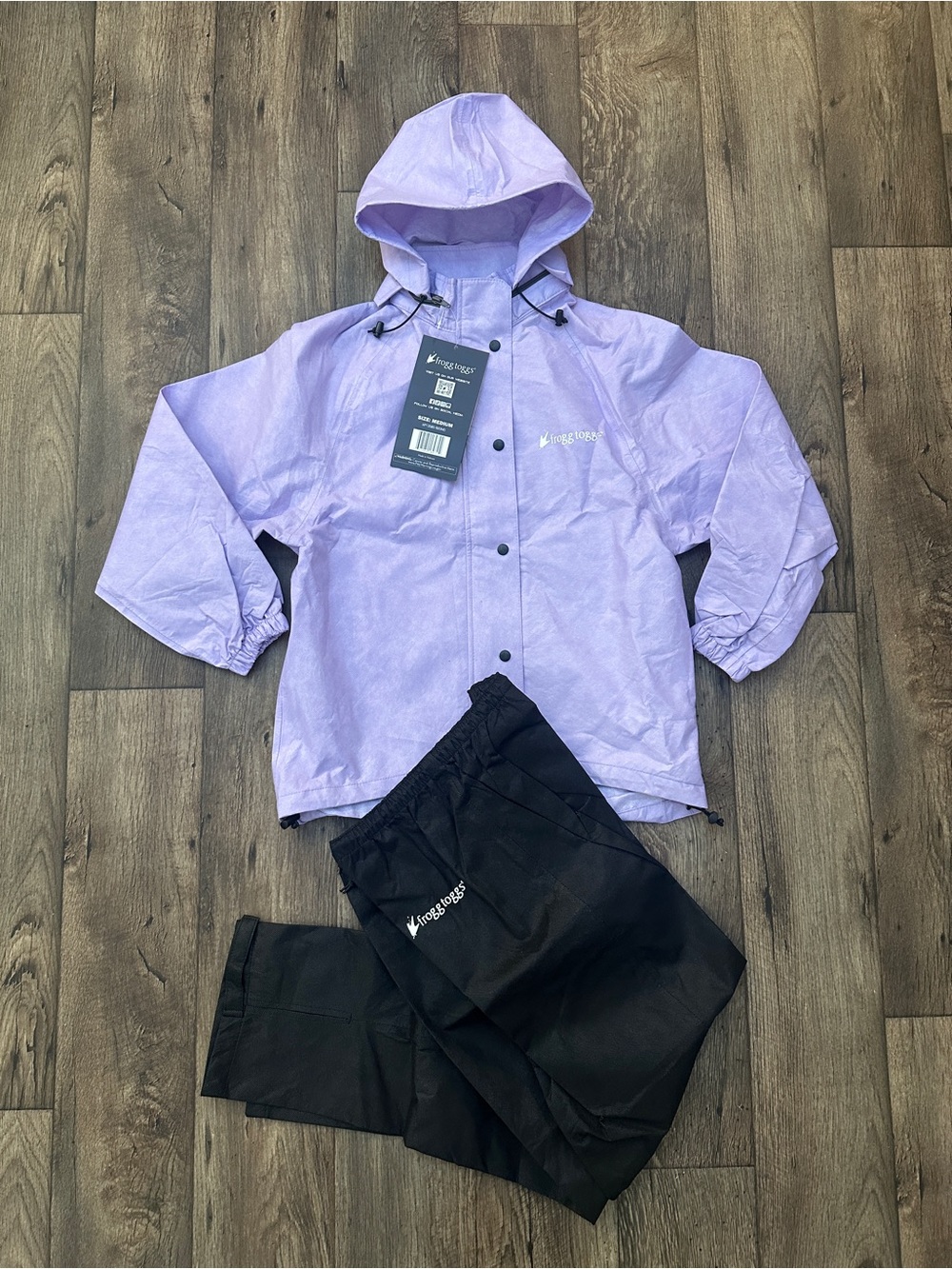 Frogg Toggs Polly All Purpose Rain Jacket And Pants Set Sz M Light Purple/Black